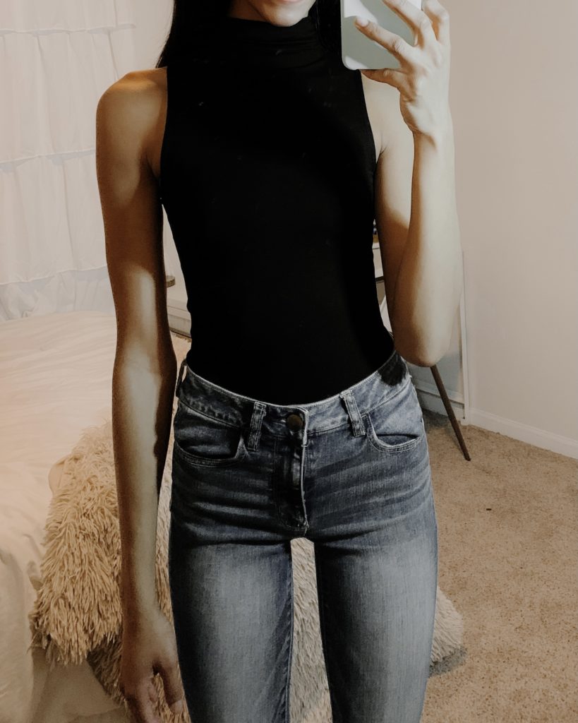mock neck bodysuit from ASOS, ASOS clothing haul and review